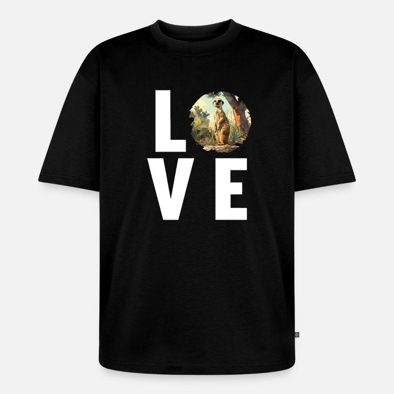 Suricate Erdmännchen - T-shirt Premium bio oversize Unisexe - noir