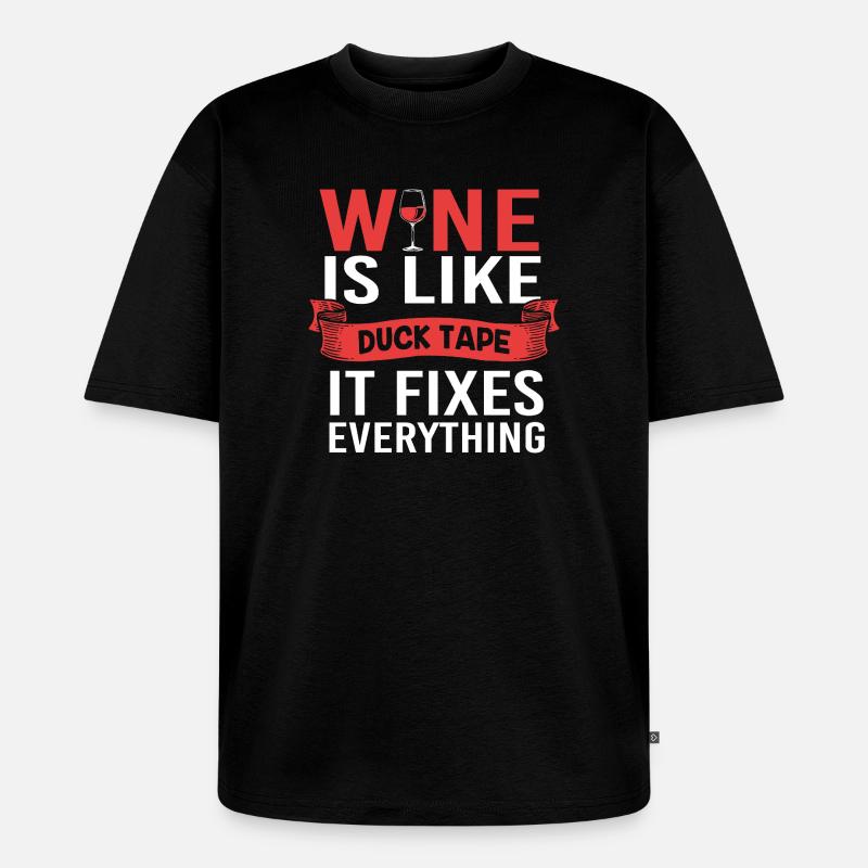 Wein Sommelier Feinschmecker - Unisex Premium Oversized Bio T-Shirt - Schwarz