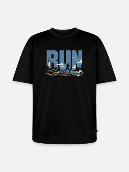 Trail running - T-shirt Premium bio oversize Unisexe - noir