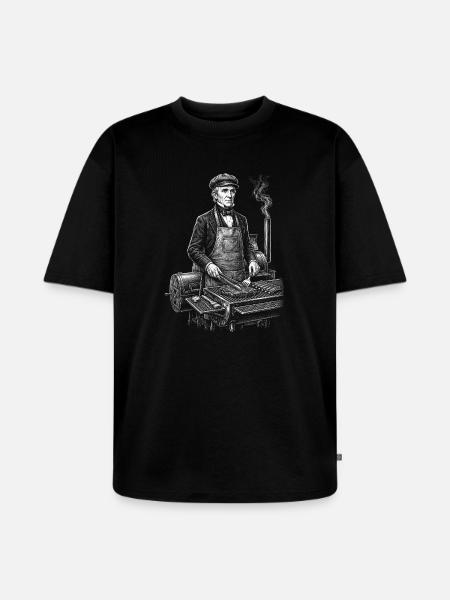 James K. Polk chez BBQ Grilling - T-shirt Premium bio oversize Unisexe - noir