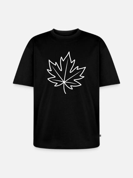 Maple Leaf Linien-Outline - Unisex Premium Oversized Bio T-Shirt - Schwarz