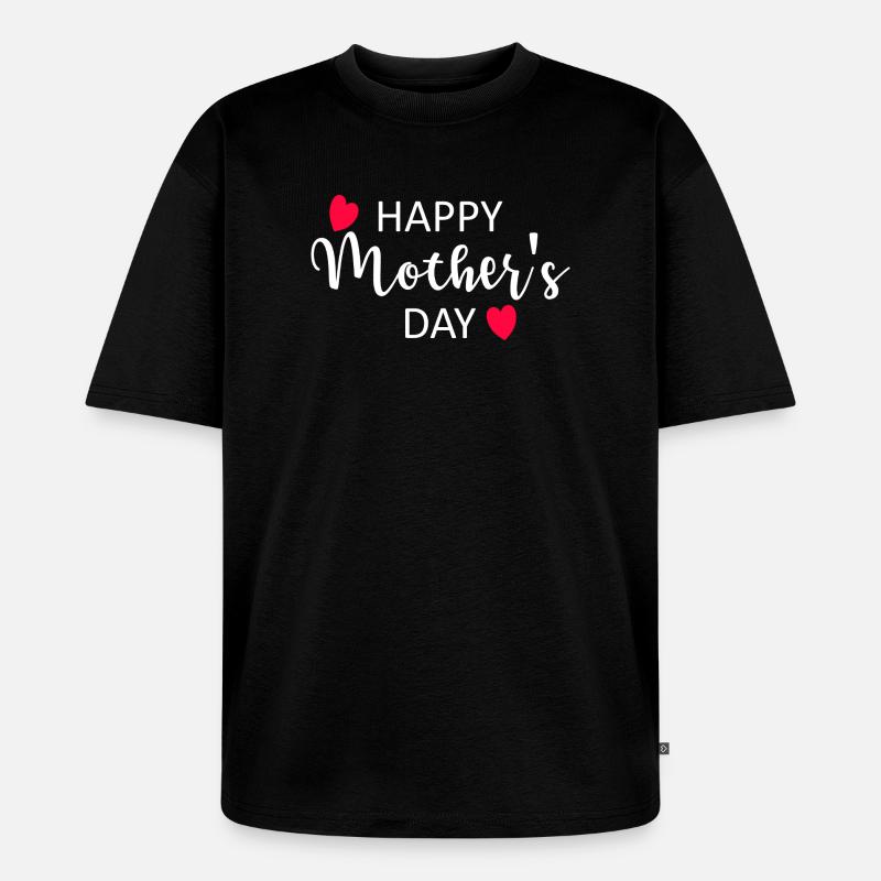 Happy Mother's Day Script Hearts - Unisex Premium Oversized Bio T-Shirt - Schwarz