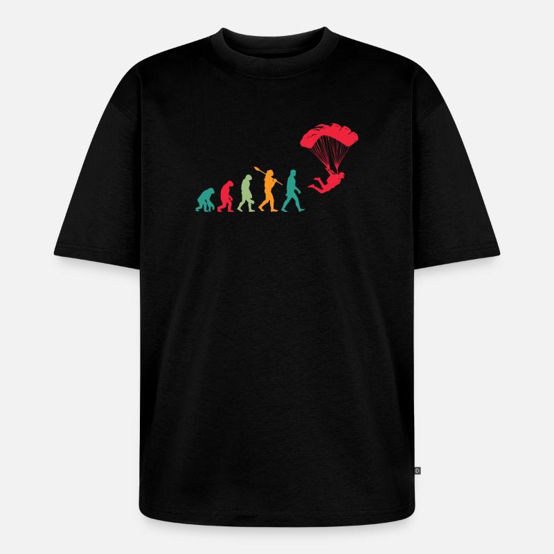 Fallschirm Evolution Fallschirmspringer - Unisex Premium Oversized Bio T-Shirt - Schwarz