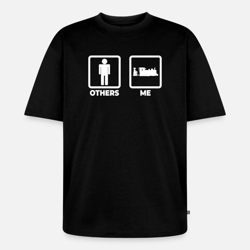 Eisenbahner Strichmännchen - Unisex Premium Oversized Bio T-Shirt - Schwarz