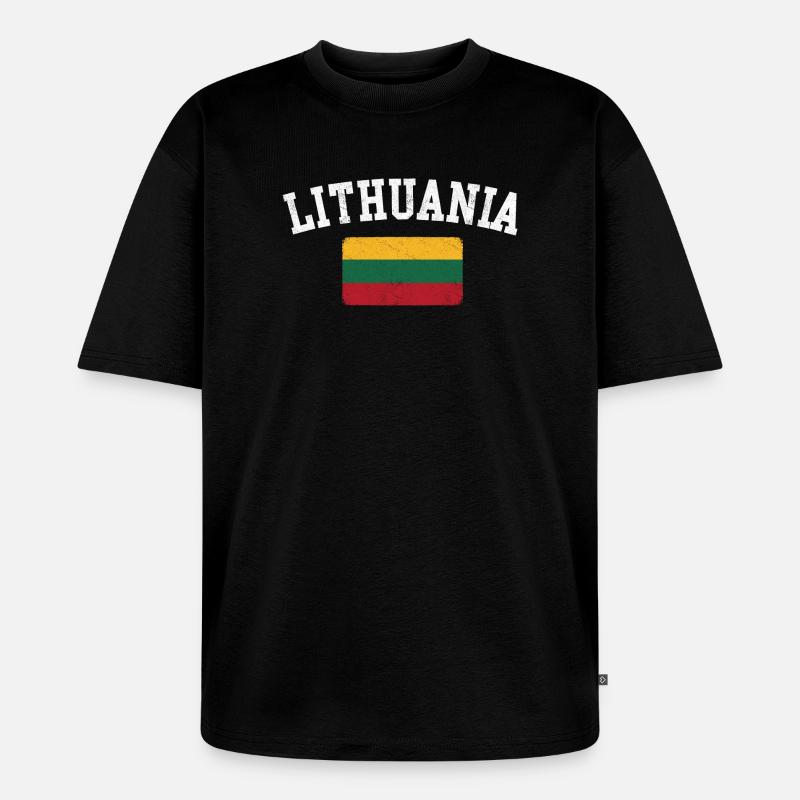 Litauen-Bogenflaggen-Tee - Unisex Premium Oversized Bio T-Shirt - Schwarz