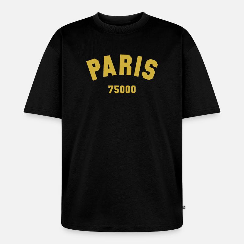 PARIS Code postal - T-shirt Premium bio oversize Unisexe - noir