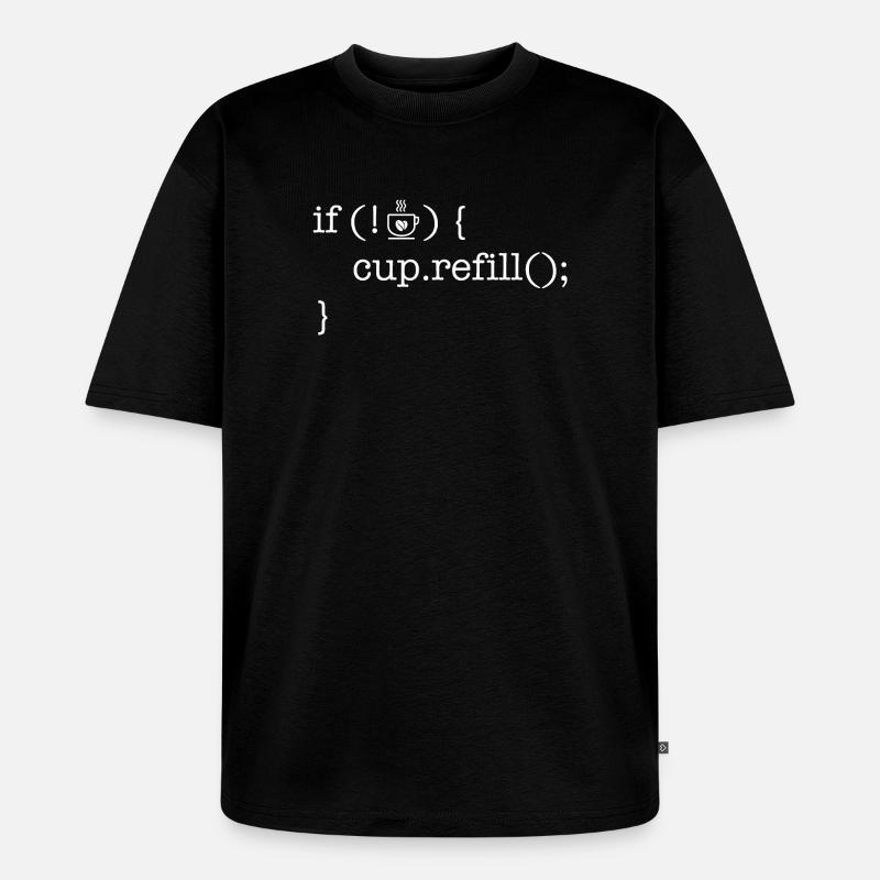 Coffee code lover software developer programmer - Unisex Premium Oversized Organic T-Shirt - black