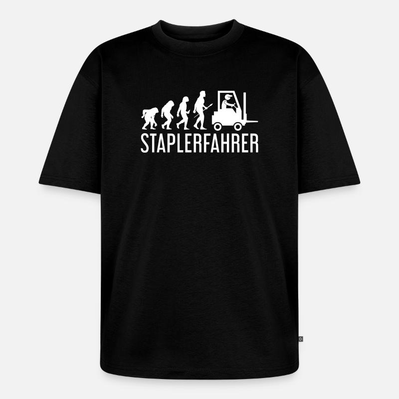 Staplerfahrer Evolution - Unisex Premium Oversized Bio T-Shirt - Schwarz