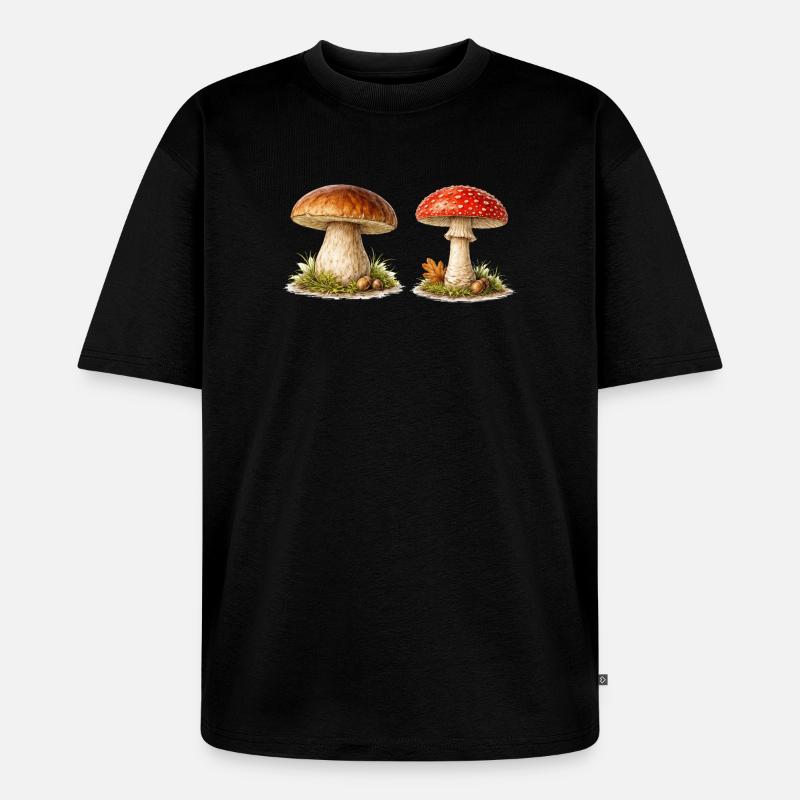 Grzyby leśne Grzyby w stylu akwarelowym - Ekologiczna koszulka oversize unisex Premium - czarny