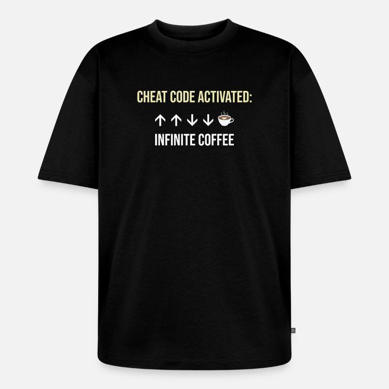 Infinite Coffee Active Cheat Code - Unisex Premium Oversized Organic T-Shirt - black
