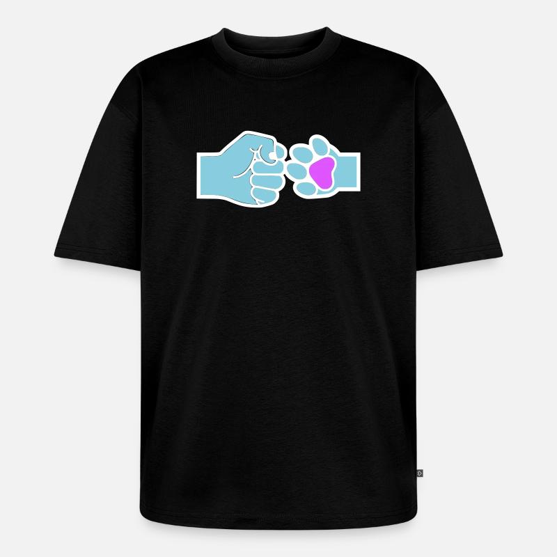 Faust Pfote Check Mensch Tier Team - Unisex Premium Oversized Bio T-Shirt - Schwarz