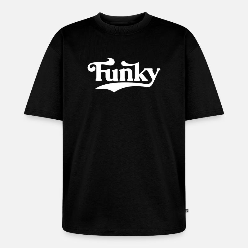 Funky Retro Script Logo - Unisex Premium Oversized Organic T-Shirt - black
