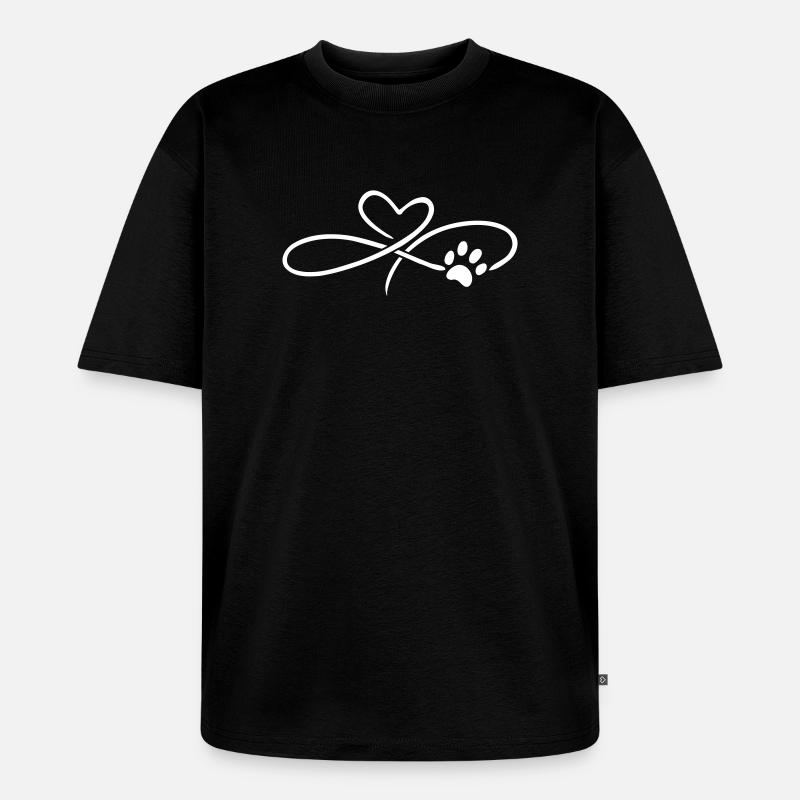 Infinity Herz mit Pfote Hund Katze - Unisex Premium Oversized Bio T-Shirt - Schwarz