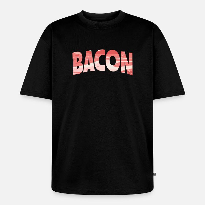 Backward Turned Bacon Illustration - Unisex Premium Oversized Organic T-Shirt - black