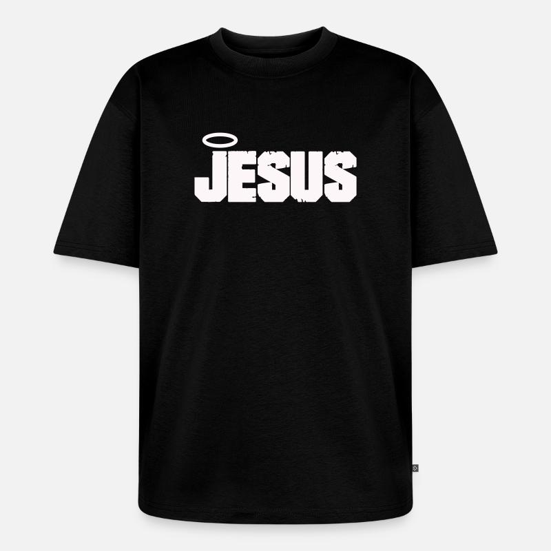 Lettres de Jésus avec auréole - T-shirt Premium bio oversize Unisexe - noir