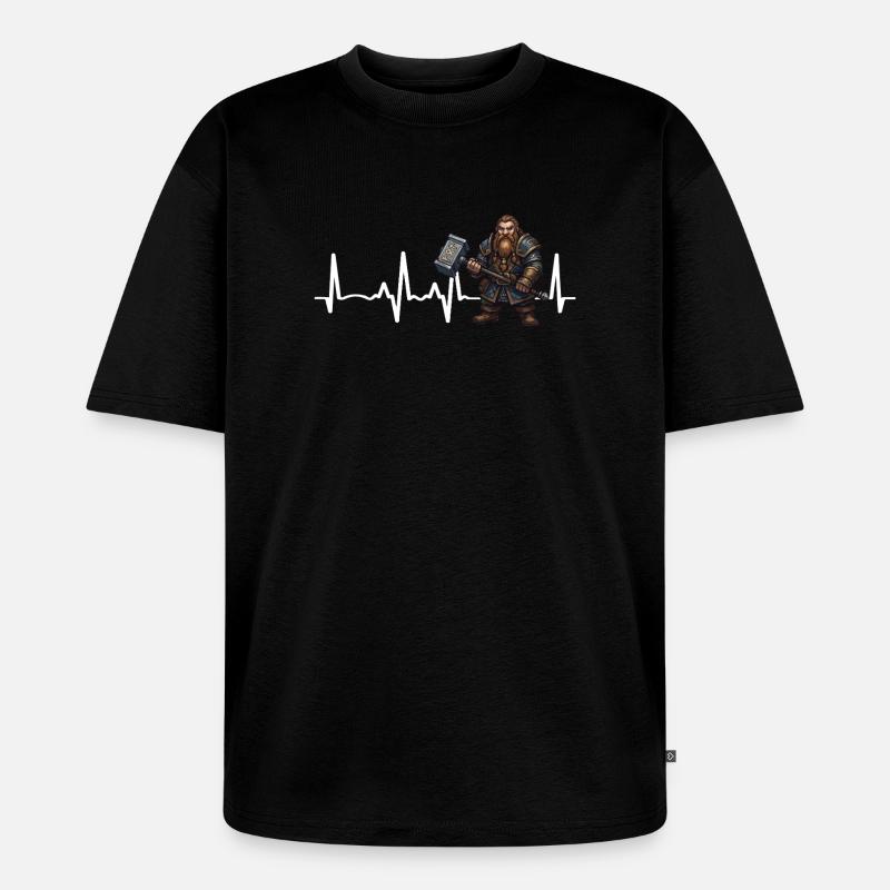 Dwarf Hammer Herzschlag - Unisex Premium Oversized Bio T-Shirt - Schwarz