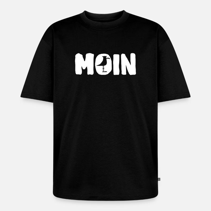 Moin mit die Möwe - Unisex Premium Oversized Bio T-Shirt - Schwarz