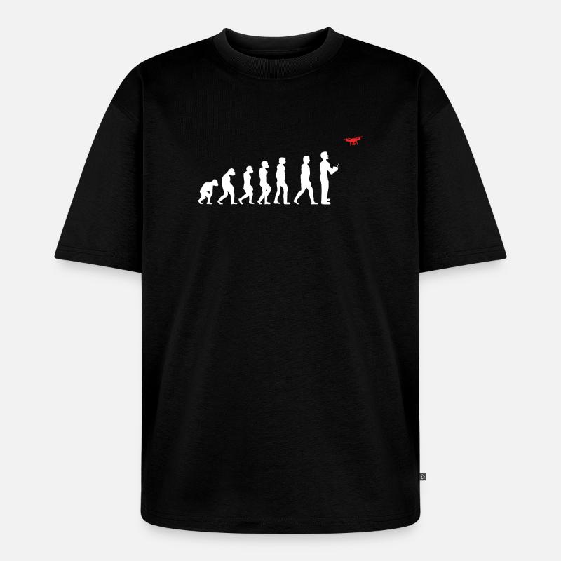 Evolution de l’homme pilote de drone - T-shirt Premium bio oversize Unisexe - noir