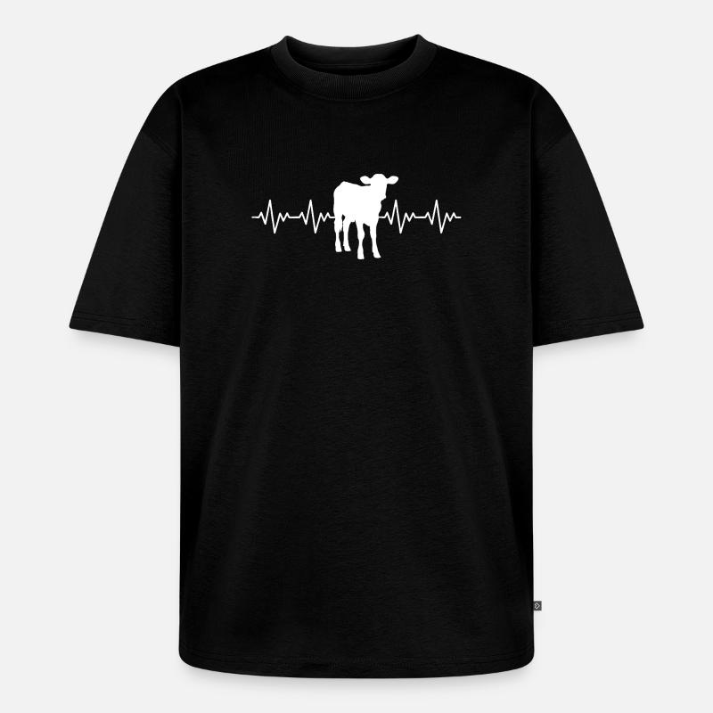 Bauer Kalb EKG Herzschlag - Unisex Premium Oversized Bio T-Shirt - Schwarz