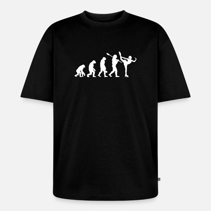 Entwicklung des Mannes, Eiskunstlauf-Mädchen, Eislauf-Mädchen - Unisex Premium Oversized Bio T-Shirt - Schwarz