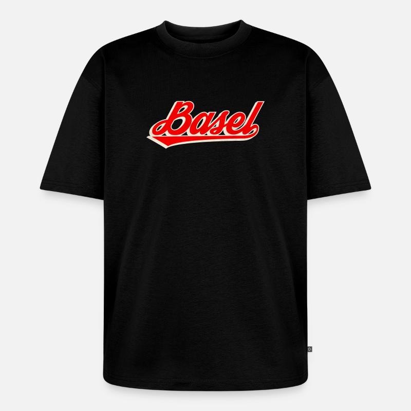 Basel Retroschrift Logo - Unisex Premium Oversized Bio T-Shirt - Schwarz