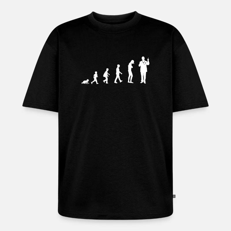 Evolution vom Baby zum Arzt - Unisex Premium Oversized Bio T-Shirt - Schwarz