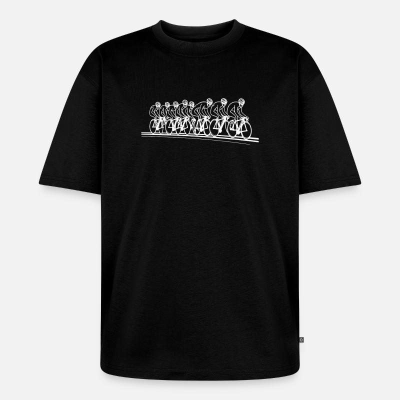 Radfahrer Line Art - Unisex Premium Oversized Bio T-Shirt - Schwarz