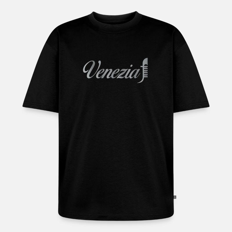 Venezia Script Metallic - Unisex Premium Oversized Organic T-Shirt - black