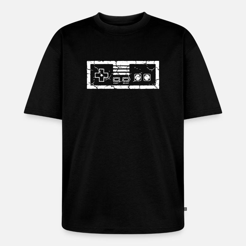Gaming_retro_Kontroller_Vector_path21 - Unisex Premium Oversized Bio T-Shirt - Schwarz