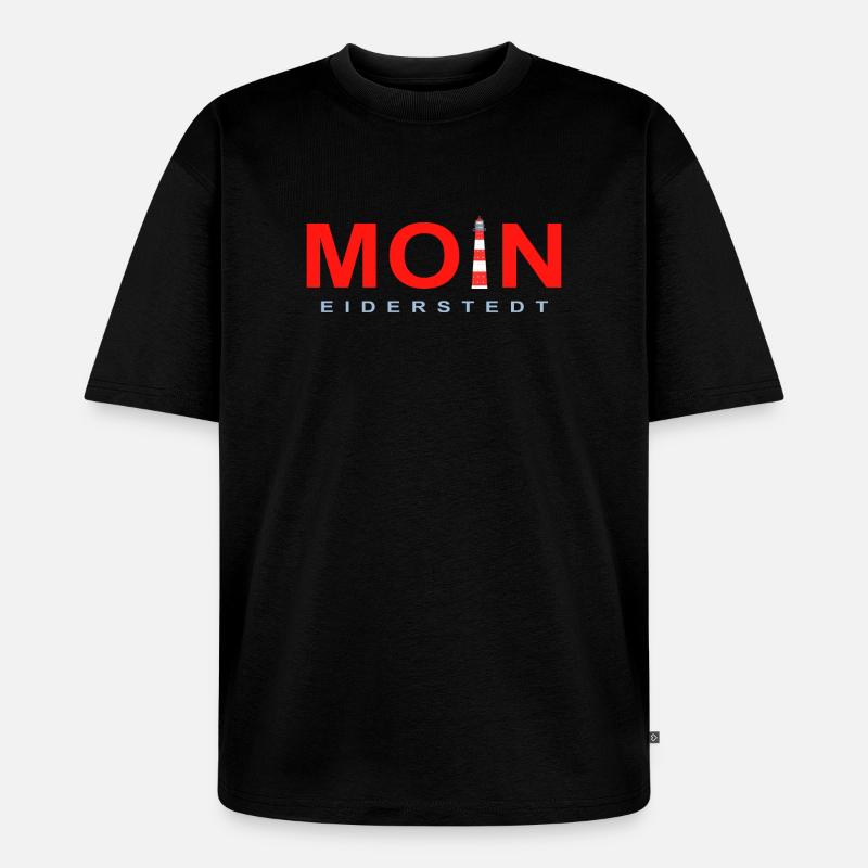 Moin Eiderstedt, Leuchtturm Westerheversand - Unisex Premium Oversized Bio T-Shirt - Schwarz