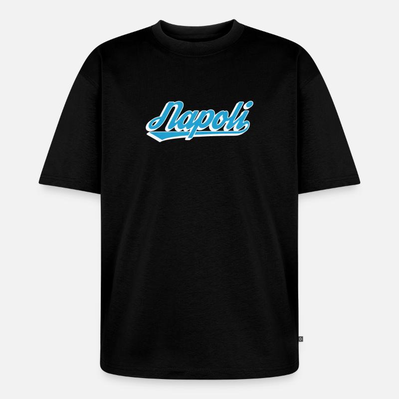 Napoli Rétro Script Blue - T-shirt Premium bio oversize Unisexe - noir