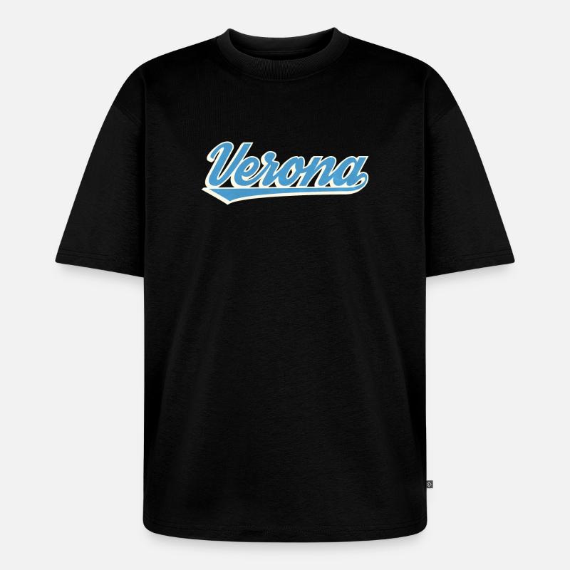 Logo Vérone Blue Script - T-shirt Premium bio oversize Unisexe - noir