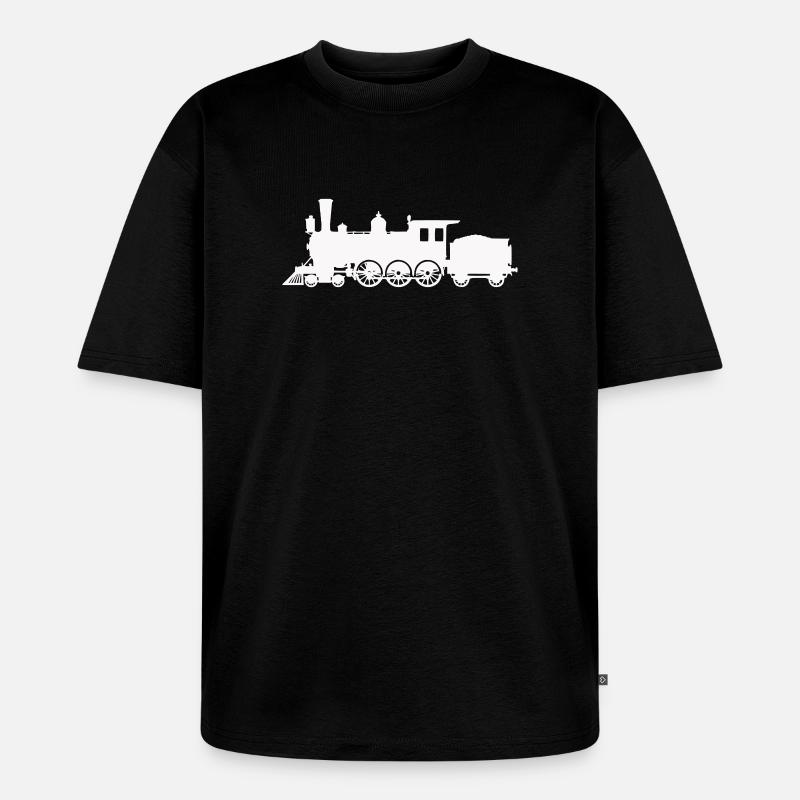 Dampflok Silhouette - Unisex Premium Oversized Bio T-Shirt - Schwarz