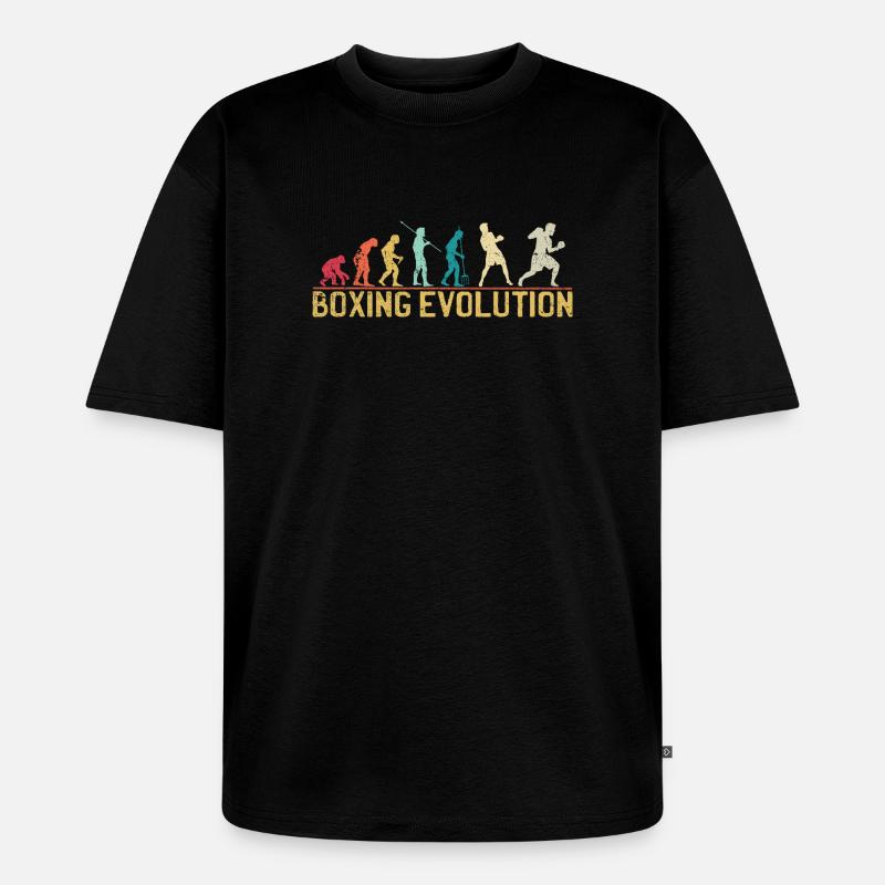 Boxing Evolution Progression Design - Unisex Premium Oversized Organic T-Shirt - black