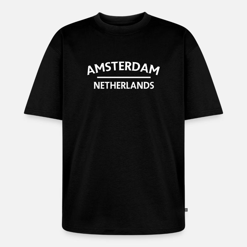 Textdesign Amsterdam – Pays-Bas - T-shirt Premium bio oversize Unisexe - noir