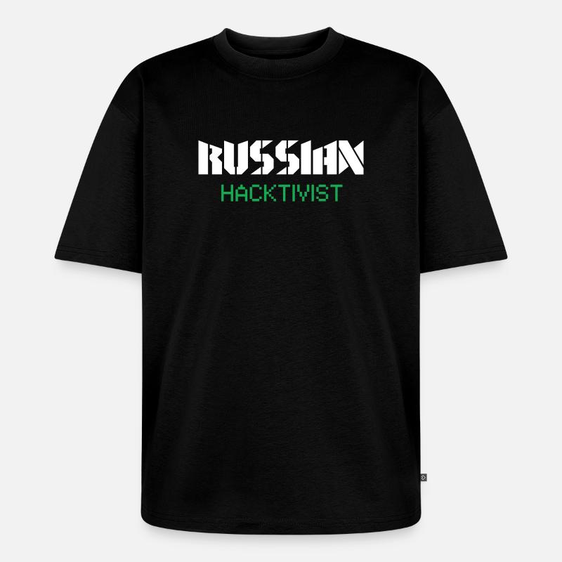 Russian Hacktivist Cyber Security Design - Unisex Premium Oversized Organic T-Shirt - black