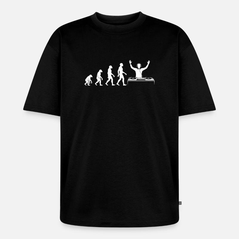 Evolution zum DJ mit Turntable - Unisex Premium Oversized Bio T-Shirt - Schwarz