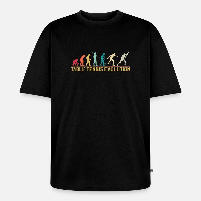Table Tennis Evolution Progression Design - T-shirt Premium bio oversize Unisexe - noir