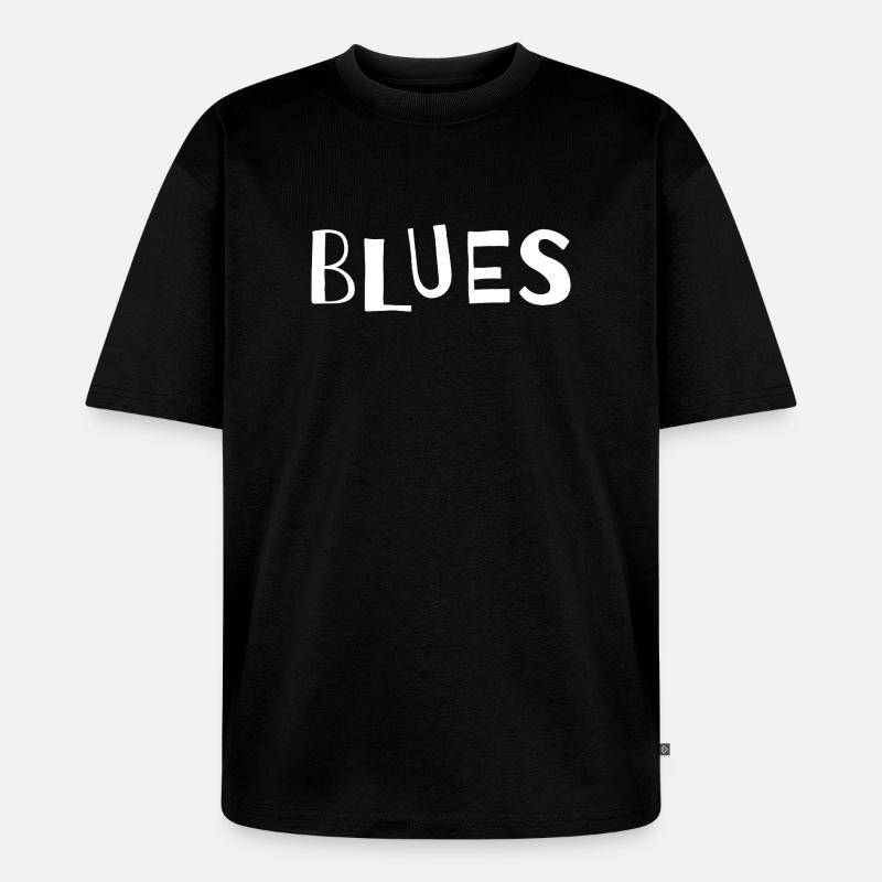 Distressed Blues Typografie - Unisex Premium Oversized Bio T-Shirt - Schwarz