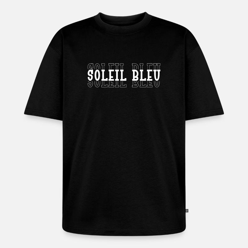 Typografisch Blaue Sonne - Unisex Premium Oversized Bio T-Shirt - Schwarz