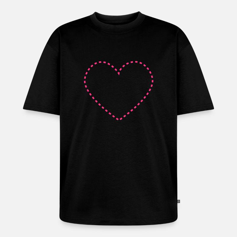 dashed_heart_1c - Unisex Premium Oversized Bio T-Shirt - Schwarz