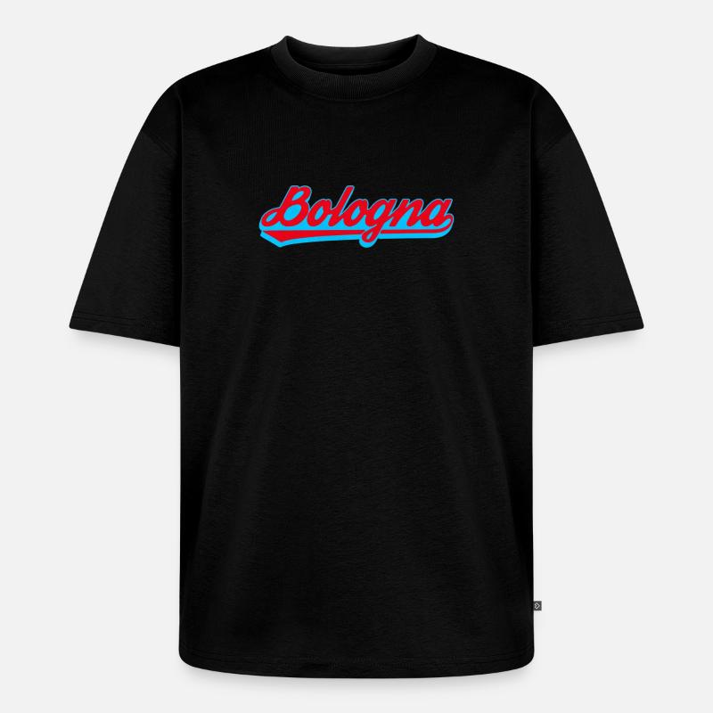 Bologna Neon Script Logo - Unisex Premium Oversized Bio T-Shirt - Schwarz