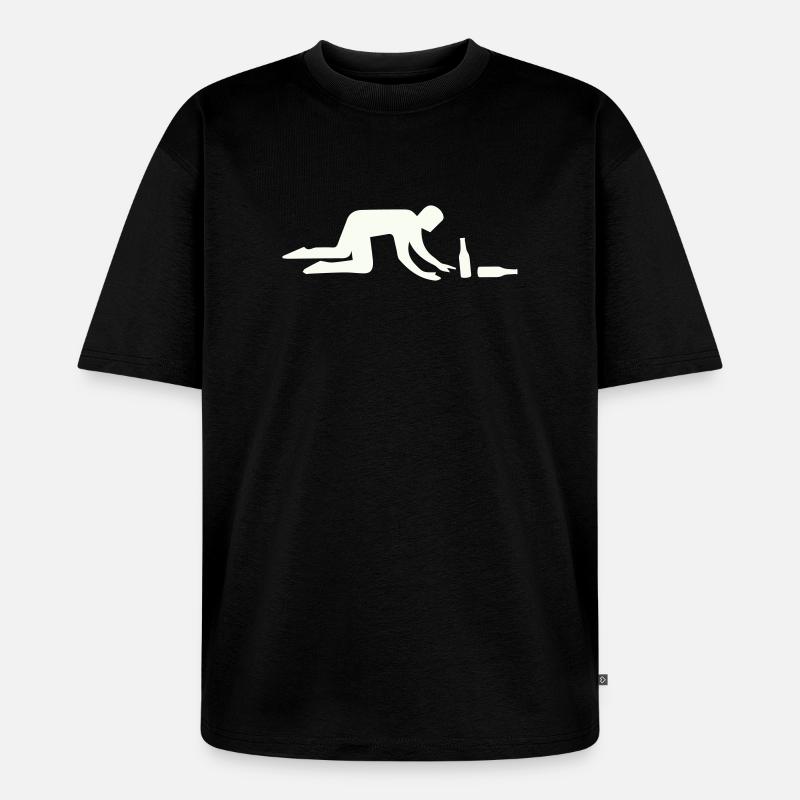 Säufer Silhouette mit Flasche - Unisex Premium Oversized Bio T-Shirt - Schwarz