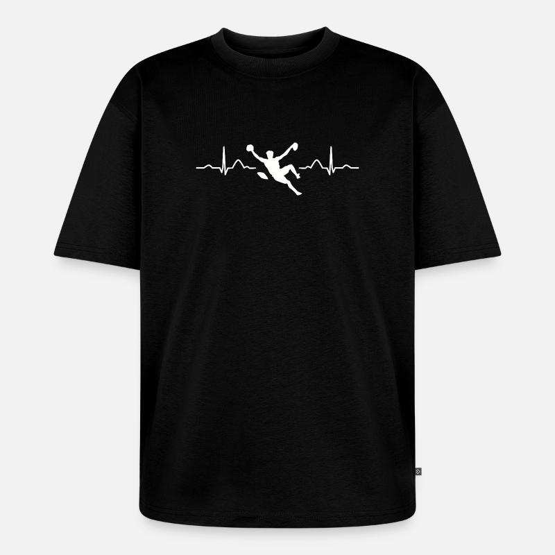 Boulderer Herzschlag Boulder Bouldern - Unisex Premium Oversized Bio T-Shirt - Schwarz