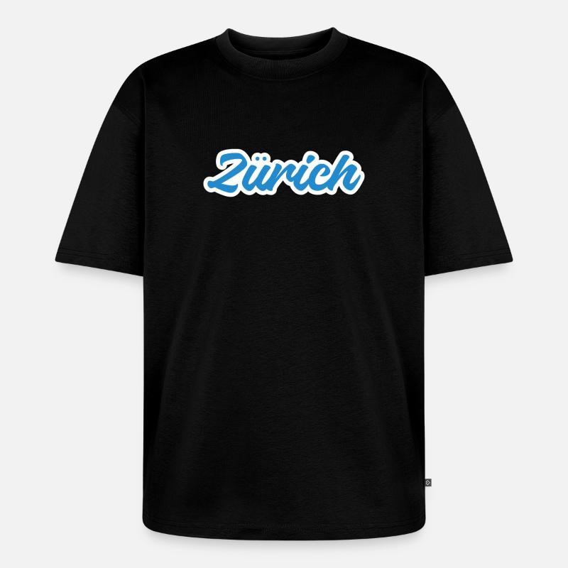Zürich Script Blau Skyline - Unisex Premium Oversized Bio T-Shirt - Schwarz
