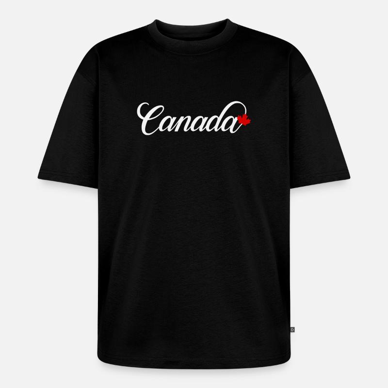 Canada Script with Maple Leaf - Unisex Premium Oversized Organic T-Shirt - black