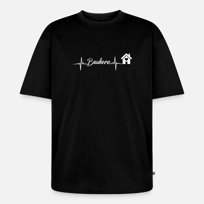 HausHerz Herzschlag Script - Unisex Premium Oversized Bio T-Shirt - Schwarz