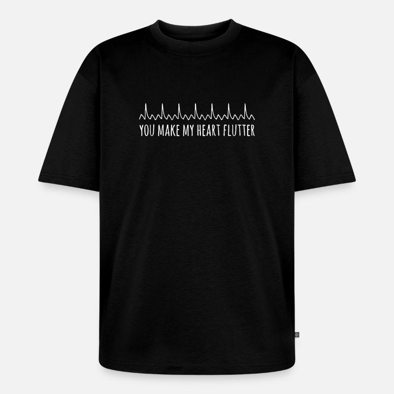 Herz Flattern Schlägt Tee - Unisex Premium Oversized Bio T-Shirt - Schwarz