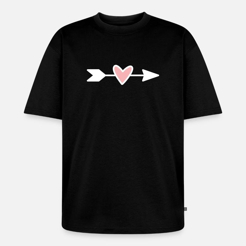 Herzpfeil Minimaldesign - Unisex Premium Oversized Bio T-Shirt - Schwarz