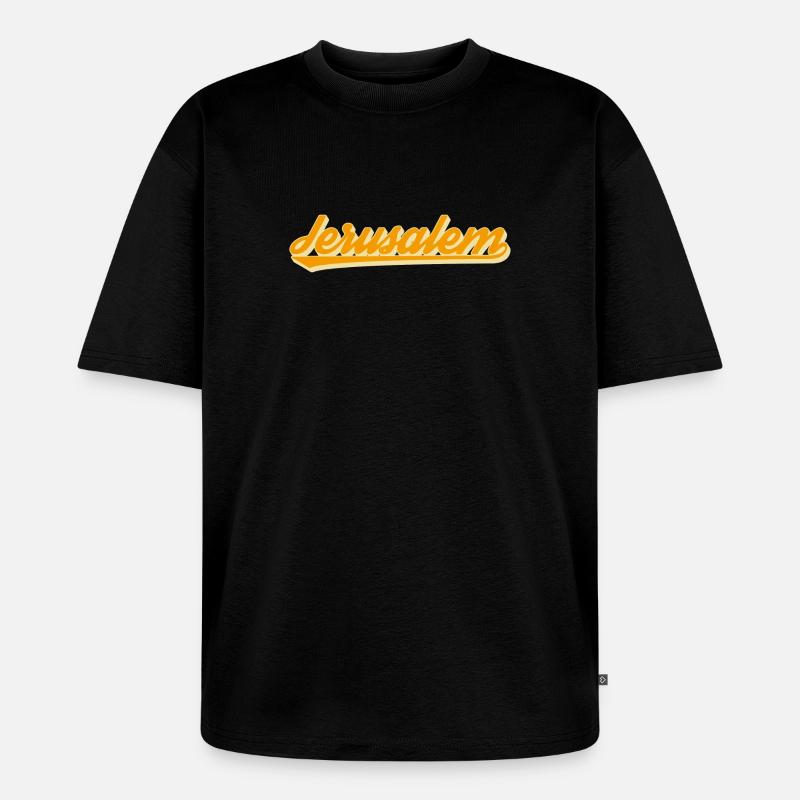 Jerusalem Retro Script - Unisex Premium Oversized Organic T-Shirt - black